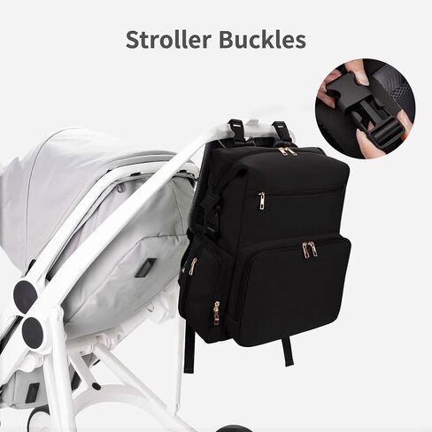 CEI-CEI Neoprene Diaper Bag Backpack with Changing Pad, Large Newborn Baby Maternity Bags Travel Tote with Insulated Pockets (Black) in Kuwait