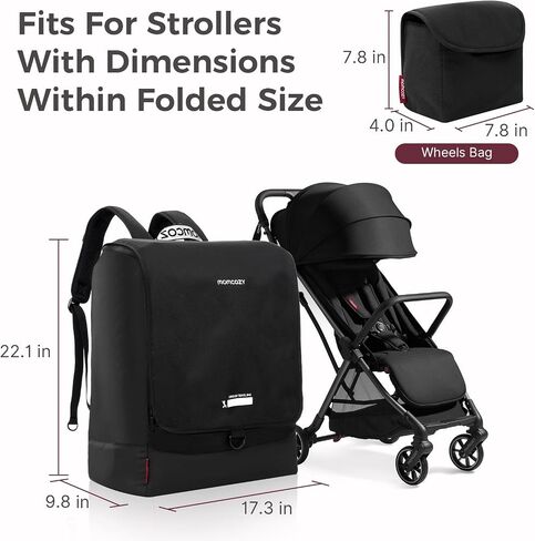 Momcozy ClickGo Stroller Travel Bag for Airplane, Handheld or Backpack | Fits Folded Strollers up to 17.3 x 22.1 x 9.8 in, Compatible with Selected Major Brands in Kuwait
