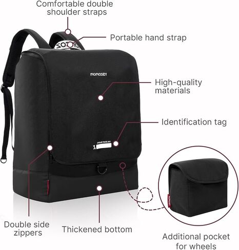 Momcozy ClickGo Stroller Travel Bag for Airplane, Handheld or Backpack | Fits Folded Strollers up to 17.3 x 22.1 x 9.8 in, Compatible with Selected Major Brands in Kuwait