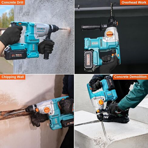 Berserker 1-1/8" SDS-Plus Cordless Rotary Hammer Drill for Concrete 111Plus | 2 x 20V 4.0Ah Lithium-Ion Battery Powered w/ 3A Charger,4 Functions Brushless Motor Variable Speed Safety Clutch Rotomartillo in Kuwait