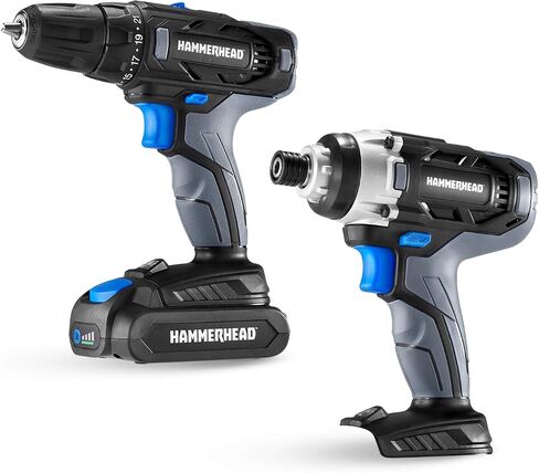 Hammerhead 20V Cordless 2-Tool Combo Kit: Drill and Impact Driver with 1.5Ah Battery and Charger - HCC2020 in Kuwait