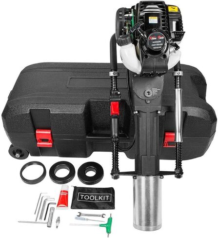 XtremepowerUS 38cc Gas Powered Fence Post Driver, 4-Stroke T-Post Driver, Heavy Duty Gasoline Pile Driver for T-Posts, Ground Rods & Steel Stakes, EPA Certified, Rolling Carry Case in Kuwait