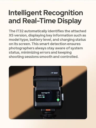 Godox IT32 Camera Flash with X5N Flash Trigger for Nikon Cameras, TTL HSS Touchscreen, Hotshoe & Trigger 2-in-1, 510 Full Power Flashes, LED Modeling Light, Lithium Battery, with Reflector & Diffuser in Saudi Arabia