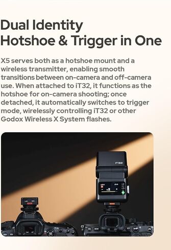 Godox IT32 Camera Flash with X5N Flash Trigger for Nikon Cameras, TTL HSS Touchscreen, Hotshoe & Trigger 2-in-1, 510 Full Power Flashes, LED Modeling Light, Lithium Battery, with Reflector & Diffuser in Saudi Arabia