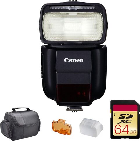 Canon Speedlite 430EX III-RT | Compact Flash with Wireless Radio Transmission & Fast Recycling | Ideal for Portrait, Event & On-Camera Lighting (0585C003) + 64GB Memory Card + Camera Bag in Kuwait