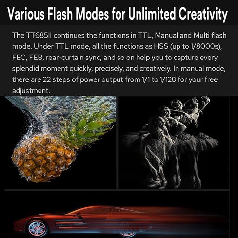 Godox TT685II-S GN60 Speedlite Camera Flash for Sony Camera | 2.4G Wireless X System, HSS 1/8000s, 0.1-2.6s Recycle Time, 330 Full Power Pops, TCM Instant Conversion,Quick-Release Lock in Kuwait