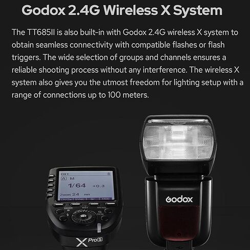 Godox TT685II-S GN60 Speedlite Camera Flash for Sony Camera | 2.4G Wireless X System, HSS 1/8000s, 0.1-2.6s Recycle Time, 330 Full Power Pops, TCM Instant Conversion,Quick-Release Lock in Kuwait