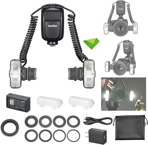 Godox MF-T76 S MF-T76S TTL Macro Twin Flash for Sony, 76Ws Macro Speedlight, HSS, 1.2s Recycle Time, 550 Full Power Flash, GN22.4, 2.4G Wireless, Flash for Dental, Insects, Flowers Photography in Kuwait