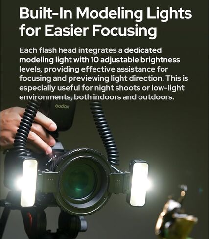 Godox MF-T76 S MF-T76S TTL Macro Twin Flash for Sony, 76Ws Macro Speedlight, HSS, 1.2s Recycle Time, 550 Full Power Flash, GN22.4, 2.4G Wireless, Flash for Dental, Insects, Flowers Photography in Kuwait
