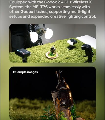 Godox MF-T76 S MF-T76S TTL Macro Twin Flash for Sony, 76Ws Macro Speedlight, HSS, 1.2s Recycle Time, 550 Full Power Flash, GN22.4, 2.4G Wireless, Flash for Dental, Insects, Flowers Photography in Kuwait