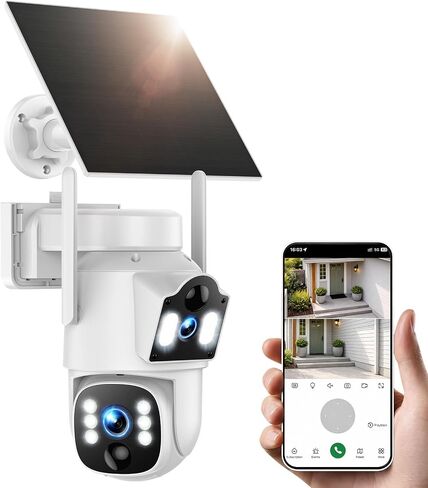VOOPEAK 4G LTE Cellular Security Camera, Dual Lens 360° PTZ Auto Tracking | Solar Camera Outdoor Wireless with SIM Card,2K HD Color Night Vision, IP66 Waterproof, 2-Way Audio,No WiFi Needed in Kuwait