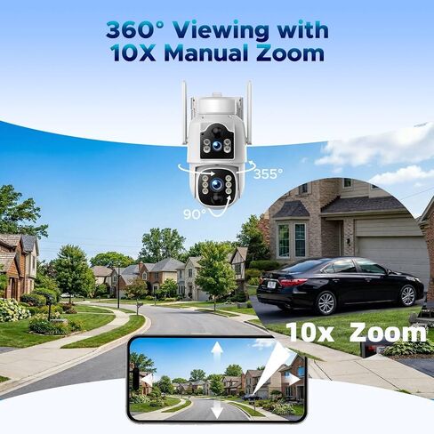 VOOPEAK 4G LTE Cellular Security Camera, Dual Lens 360° PTZ Auto Tracking | Solar Camera Outdoor Wireless with SIM Card,2K HD Color Night Vision, IP66 Waterproof, 2-Way Audio,No WiFi Needed in Kuwait