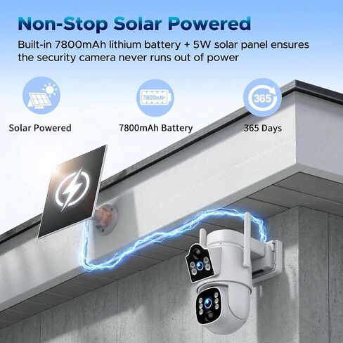 VOOPEAK 4G LTE Cellular Security Camera, Dual Lens 360° PTZ Auto Tracking | Solar Camera Outdoor Wireless with SIM Card,2K HD Color Night Vision, IP66 Waterproof, 2-Way Audio,No WiFi Needed in Kuwait