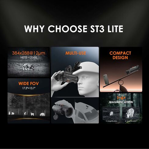 RIX Stride ST3 Lite 384 Thermal Monocular – Helmet‑Mounted 1x, Compact & Versatile Night Vision, Handheld & Vehicle Use, Wide FOV in Kuwait