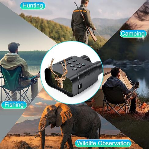Night Vision Goggles, 4K Night Vision Binoculars for Adults with 8000mAh Rechargeable Battery, 4.0 HD Screen, 5X Digital Zoom, 7 Levels IR, 64GB Card,1968FT Range for Hunting & Camping in Kuwait