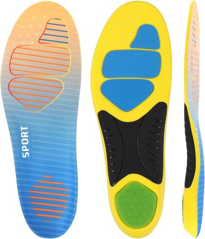 Upgrade Sports Insoles for Men Women, Shock Absorbing Athletic Shoe Inserts with Arch Support, Gel Cushioning Footbed for Running Walking Work Boots Standing All Day in Kuwait