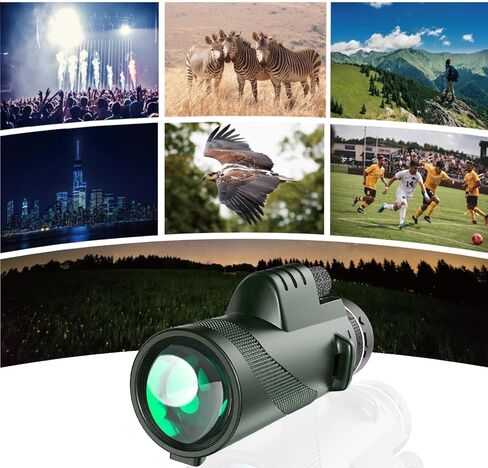 Monocular-Telescope 80x100 High Powered Monoculars High Definition for Adults High Powered with Smartphone Adapter Telescope Hunting Wildlife Bird Watching Travel Camping Hiking-Green in Kuwait