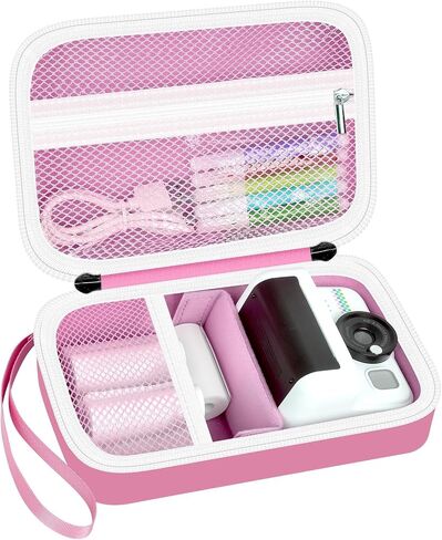 Kids Instant Print Camera Travel Case for Girl Boy with Wrist Strap | For ESOXOFFORE/ for Dylanto/ for WEEFUN/ for Anchioo/ for GKTZ/ for Amzelas/ for Mafiti, Mesh Pocket, Pink, Case Only in Kuwait