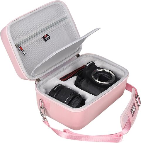 FBLFOBELI EVA Camera Case for Canon EOS Rebel T7/T8i/T5/R50/R100 | Hard EVA Shell, Shockproof & Water-Resistant, Custom Molded Interior, Detachable Shoulder Strap, Travel Storage Bag, Pink in Kuwait