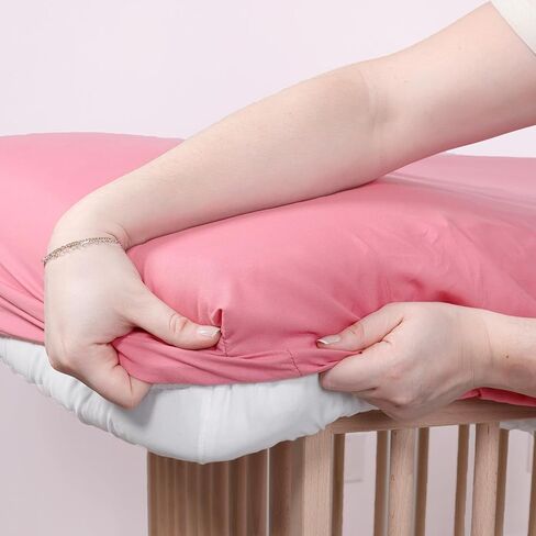 The Peanutshell 4-Pack Fitted Crib Sheet Set - Super Soft & Breathable Baby Girl Crib Sheets, Nursery Decor, Fit for Standard Mattress Cover- Pink Roses and Ditsy in Kuwait