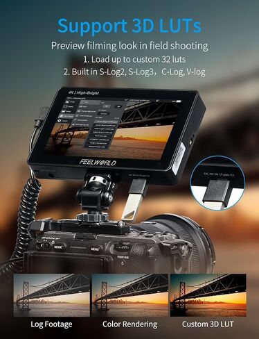 FEELWORLD F5 Prox 5.5 Inch Camera Field Monitor 1600nit High Bright Touch Screen,1920x1080 DSLR HD 4K for Filmmakers Videographer Outdoor Accurate Focus Expose with F750 Battery Carry Bag Tilt Arm in Kuwait