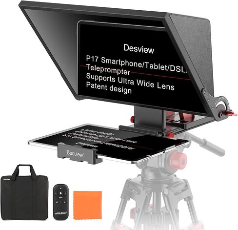 Desview P17 Teleprompter，17 inch Aluminum Alloy Liftable Teleprompter, High Display Glass, Compatible with iPad Tablet Phone DSLR Camera, No Assembly, Carry Case Included, Great for Video Making in Kuwait