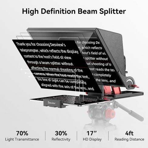 Desview P17 Teleprompter，17 inch Aluminum Alloy Liftable Teleprompter, High Display Glass, Compatible with iPad Tablet Phone DSLR Camera, No Assembly, Carry Case Included, Great for Video Making in Kuwait
