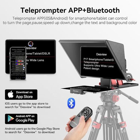 Desview P17 Teleprompter，17 inch Aluminum Alloy Liftable Teleprompter, High Display Glass, Compatible with iPad Tablet Phone DSLR Camera, No Assembly, Carry Case Included, Great for Video Making in Kuwait
