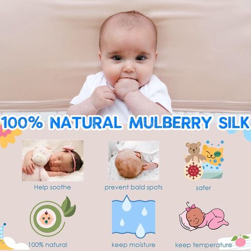 100% Mulberry Silk Crib Sleeve for Baby Hair Loss Prevention, Premium 23 Momme Natural Silk Bassinet Sheet for Bassinets/Cradles/Cots/Cribs (Champagne) in Saudi Arabia