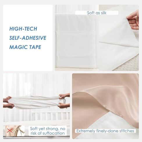 100% Mulberry Silk Crib Sleeve for Baby Hair Loss Prevention, Premium 23 Momme Natural Silk Bassinet Sheet for Bassinets/Cradles/Cots/Cribs (Champagne) in Saudi Arabia