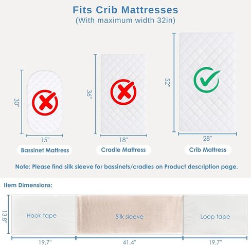 100% Mulberry Silk Crib Sleeve for Baby Hair Loss Prevention, Premium 23 Momme Natural Silk Bassinet Sheet for Bassinets/Cradles/Cots/Cribs (Champagne) in Saudi Arabia