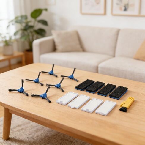 Vacuum Replacement Accessories Kit, For COREDY R300 Featuring 6 Side Brushes And 4 Filters For Optimal Dust Removal And Easy Maintenance in Kuwait