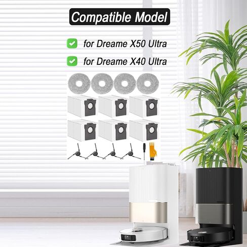 Accessories for Dreame X50 Ultra/ L40 Ultra/ X40 Ultra Robot Vacuum Cleaner | for MOVA P10, P50 Pro Ultra, 6 Dust Bags, 4 Mop Pads, 4 Side Brushes, L40 Ultra Replacement Kit in Kuwait