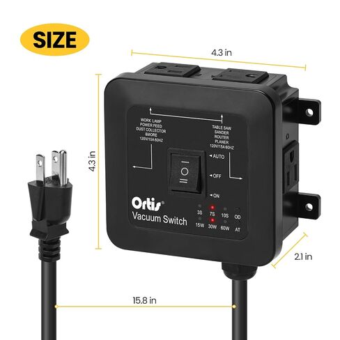 2026 New! Automatic Vacuum Switch - Ortis Dust Control Autoswitch for 3 Power Tools, Auto/On/Off Modes, Delay Vacuum On/Off to Prevent Circuit Overload and Tripping, Adjustable Actuation Threshold in Kuwait