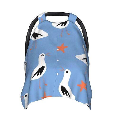 Seagulls and Starfish Baby Car Seat Cover & Breastfeeding Nursing Cover - Breathable Stretch Fabric Multi-Use Nursing Cover for Breastfeeding in Kuwait