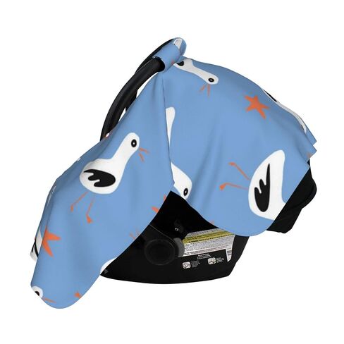 Seagulls and Starfish Baby Car Seat Cover & Breastfeeding Nursing Cover - Breathable Stretch Fabric Multi-Use Nursing Cover for Breastfeeding in Kuwait