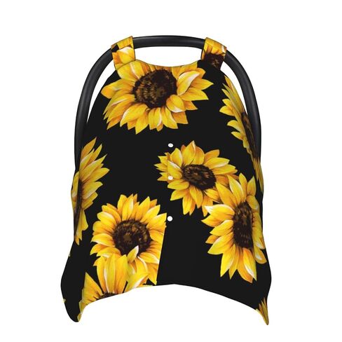 Sunflowers Baby Car Seat Cover & Breastfeeding Nursing Cover - Breathable Stretch Fabric Multi-Use Nursing Cover for Breastfeeding in Kuwait