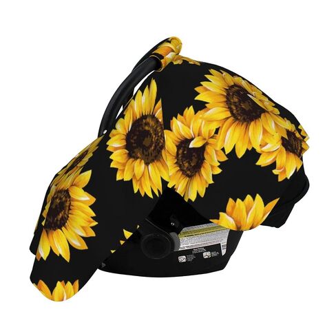 Sunflowers Baby Car Seat Cover & Breastfeeding Nursing Cover - Breathable Stretch Fabric Multi-Use Nursing Cover for Breastfeeding in Kuwait