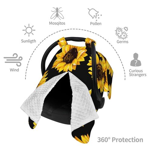 Sunflowers Baby Car Seat Cover & Breastfeeding Nursing Cover - Breathable Stretch Fabric Multi-Use Nursing Cover for Breastfeeding in Kuwait