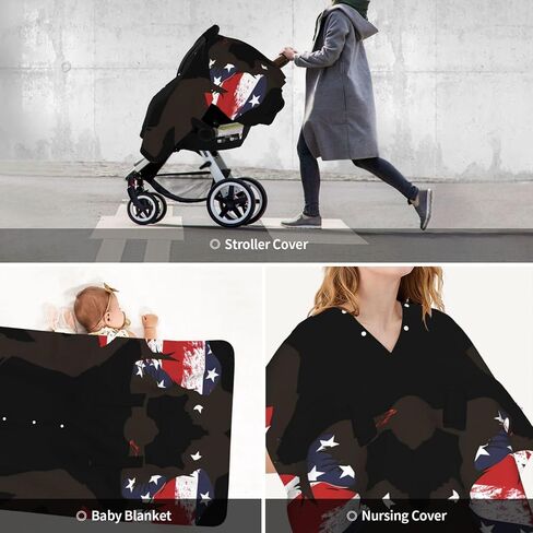 Wrestling American Flag USA Flag Wrestling Baby Car Seat Cover & Breastfeeding Nursing Cover - Breathable Stretch Fabric Multi-Use Nursing Cover for Breastfeeding in Kuwait