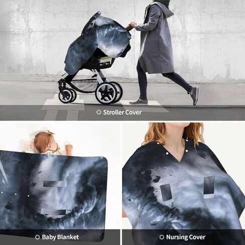Powerful Tornado Baby Car Seat Cover & Breastfeeding Nursing Cover - Breathable Stretch Fabric Multi-Use Nursing Cover for Breastfeeding in Kuwait