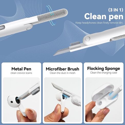 for Airpods Cleaner Kit,Bluetooth Earbuds 3 in 1 Multi-Function Cleaning Pen and Cleaning Putty,for Airpods Pro Phone Charging Port,Earbuds,Headphone, iPod,Case,iPhone,ipad,Laptop (Pink) in Kuwait
