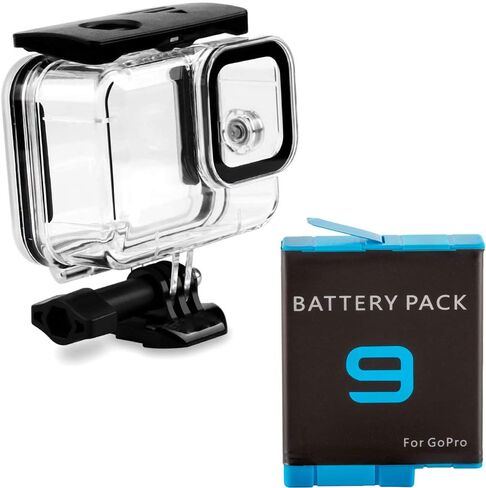 Ultimaxx 50M Underwater Housing for GoPro HERO9 / HERO10 Action Cameras with Replacement Lithium-Ion Battery for GoPro Hero 9 - Ideal for Water, Winter Sports, and All Other Outdoor Activities in Kuwait