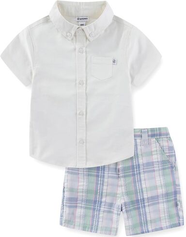 Sperry Baby Boys Woven Button Down Shirt and Short Set for Newborn and Infants in Kuwait