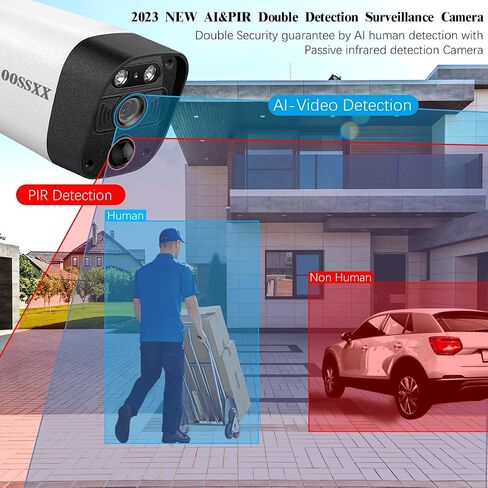 OOSSXX 4K POE Wired Home Security Camera System, 8 Wired 4K Bullet Cameras | Outdoor Surveillance, 130° Wide Angle, AI Human Detection, PIR Sensor, Two-Way Audio, No Monthly Fee, 8CH NVR with 4TB HDD in Kuwait