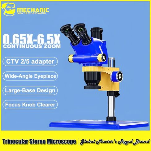 MECHANIC D65T-B11 Industrial Trinocular Stereo Microscope – 6.5X-65X Continuous Zoom with 1:10 Objective Ratio for Precision PCB Repair in Kuwait