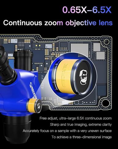 MECHANIC D65T-B11 Industrial Trinocular Stereo Microscope – 6.5X-65X Continuous Zoom with 1:10 Objective Ratio for Precision PCB Repair in Kuwait
