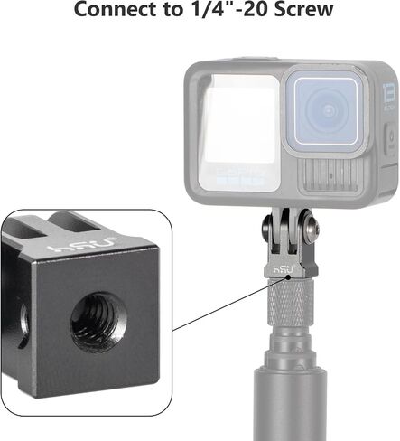 HSU Aluminum GoPro Tripod Mount Adapter for GoPro Hero 13/12/11/10/9/8/7/6 | Mini 1/4"-20 Metal Monopod Mount for AKASO Campark and Other Action Cameras (Black) in Kuwait