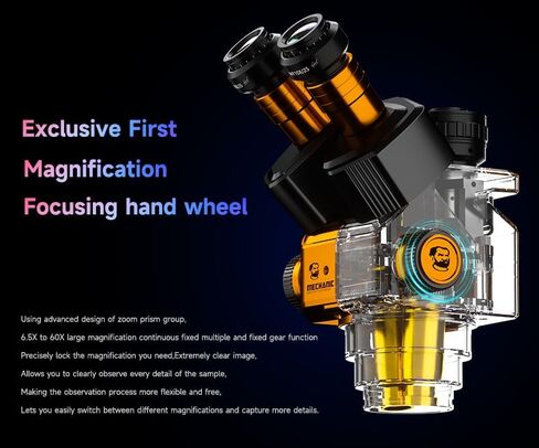Mechanic ROBOT Z4 6.5-60X Magnification Stereo Trinocular Microscope with Adjustable Eyepiece for Motherboard Soldering Repair in Kuwait