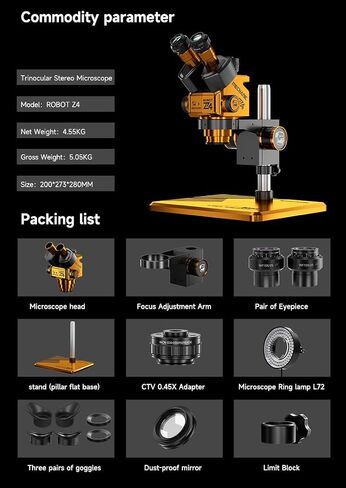 Mechanic ROBOT Z4 6.5-60X Magnification Stereo Trinocular Microscope with Adjustable Eyepiece for Motherboard Soldering Repair in Kuwait